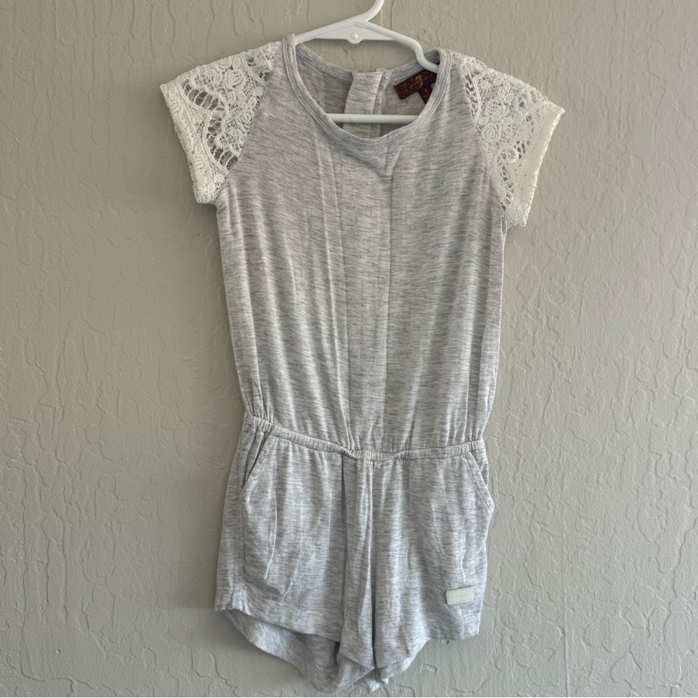 7 for all Mankind Gray Romper with Lace Sleeves